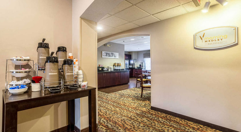 Front Desk With Breakfast Area